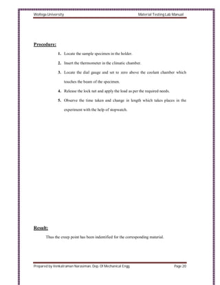 Material Testing Lab Manual | PDF