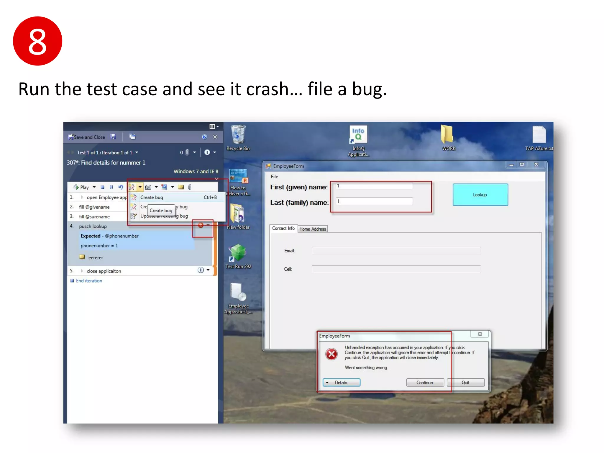 8
Run the test case and see it crash… file a bug.
 