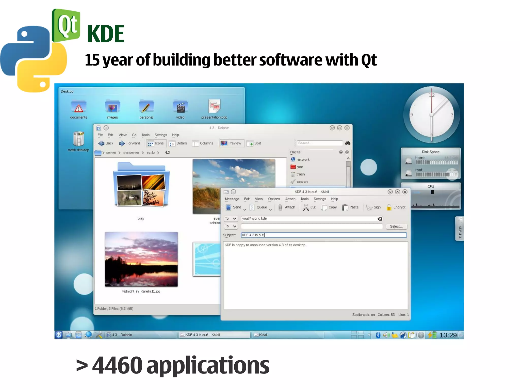 KDE
15 year of building better software with Qt




> 4460 applications
 
