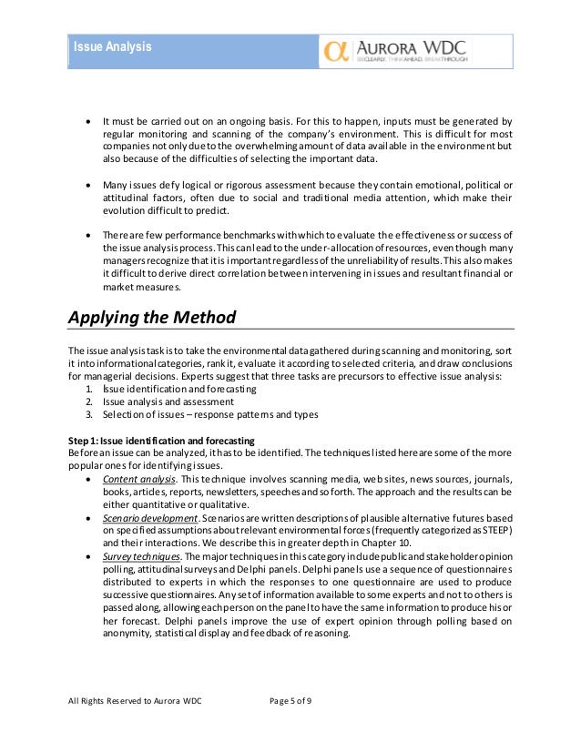 Issue analysis outline picture