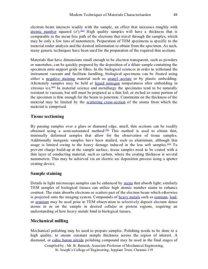 Modern Techniques of Materials Characterisation