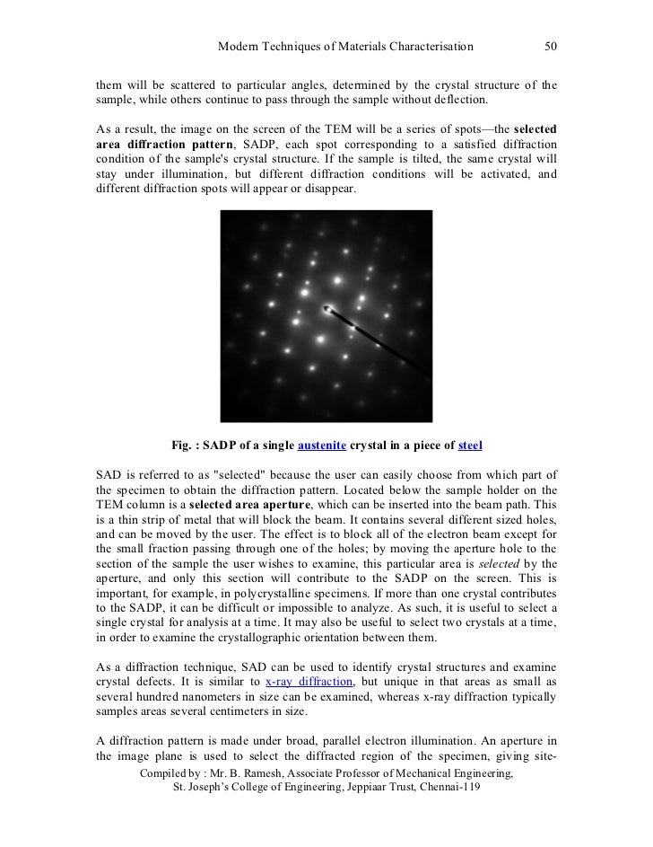 Modern Techniques of Materials Characterisation