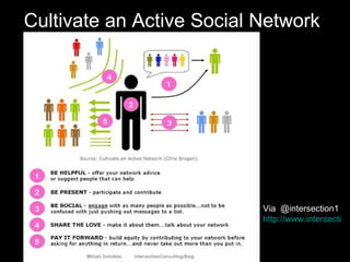 Cultivate an Active Social Network




                           Via @intersection1
                           http://www.intersection
 