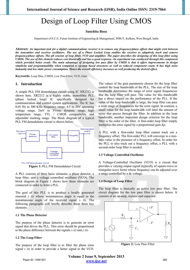 Design of Loop Filter Using CMOS | PDF