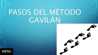 PASOS DEL MÉTODO
GAVILÁN
MENÚ
 