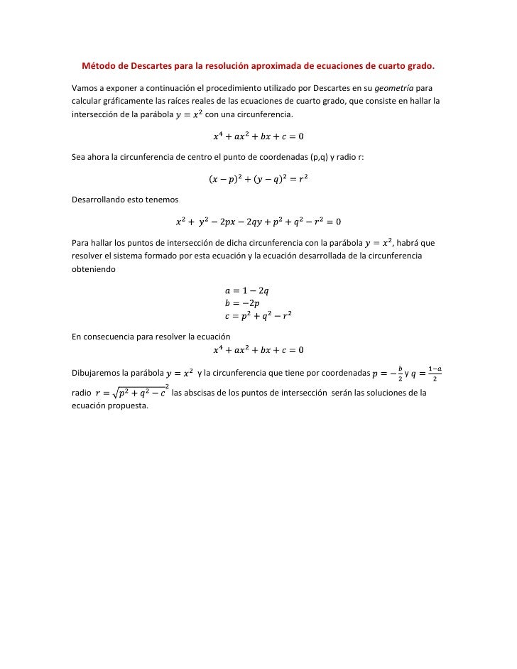 Método de descartes para la resolución aproximada de ecuaciones de cu… Método de descartes para la resolución aproximada de ecuaciones de cu…
