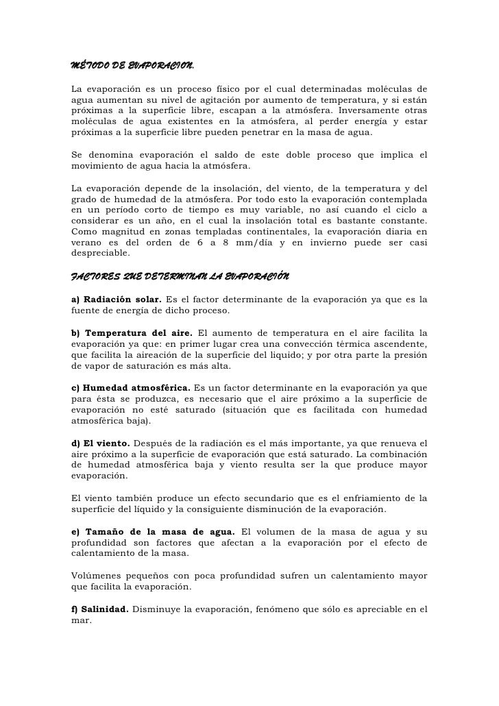 MéTodo De Evaporacion