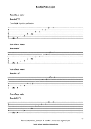 Método de harmonia, formação de acordes e escalas para improvisação.  por gilmar de souza damião.