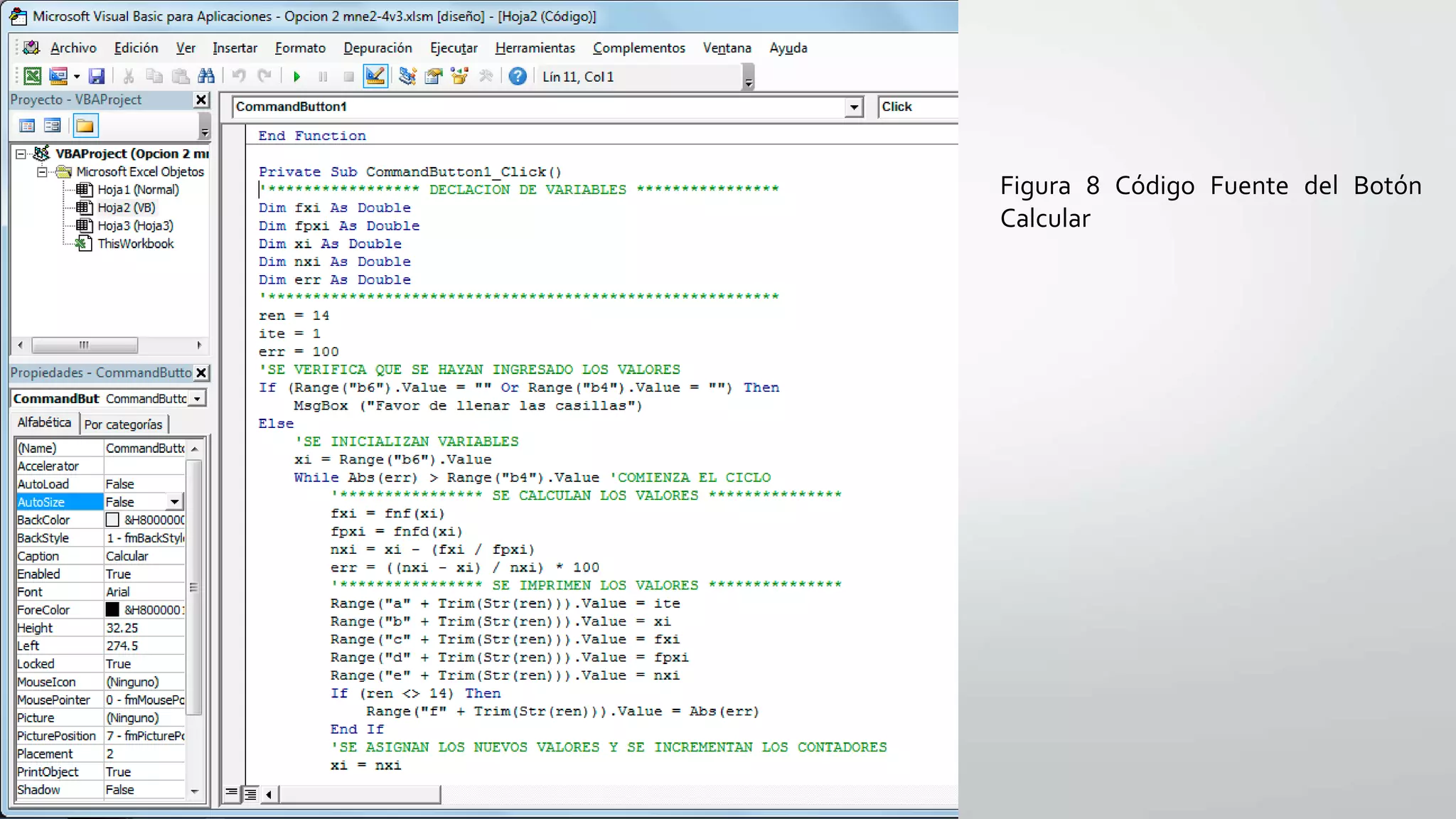 Figura 8 Código Fuente del Botón
Calcular
 