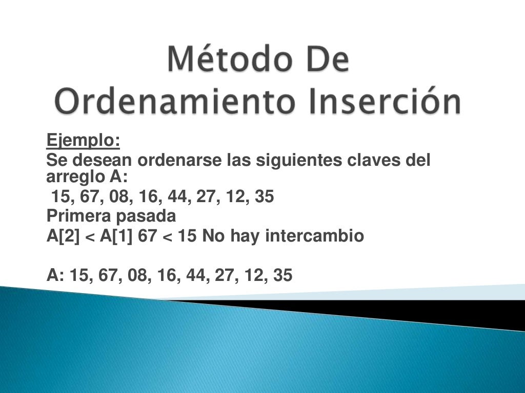 Método de ordenamiento inserción Método de ordenamiento inserción