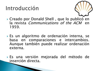 Método de ordenamiento shell | PPTX