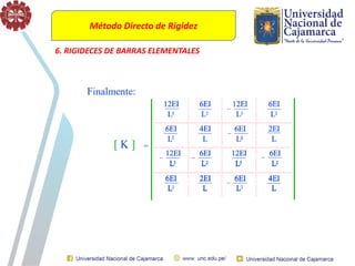 Método Directo de Rigidez
6. RIGIDECES DE BARRAS ELEMENTALES
 