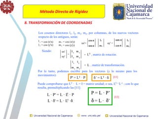 Método Directo de Rigidez
8. TRANSFORMACIÓN DE COORDENADAS
 
