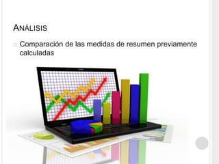 ANÁLISIS
Comparación de las medidas de resumen previamente
calculadas
