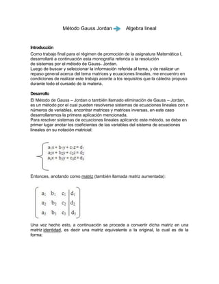 Me To Do Gauss Método gauss jordan algebra lineal | PDF