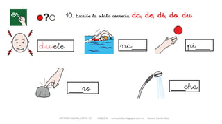 METODO GLOBAL, LETRA “D“ HABLA-M cortes0alba.blogspot.com.es Natalia Cortés Alba
10. Escribe la sílaba correcta. da, de, di, do, du
ele na___ pi___
___ro ___cha
 