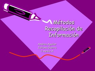 Métodos Recopilación de Información Andrea Aguilar Julliana Guerra 2 medio A 
