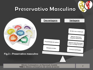 Métodos Contraceptivos e de Reprodução Assistida TEMA  3 :  Métodos contraceptivos não naturais de barreira Fig.3 – Preservativo masculino 