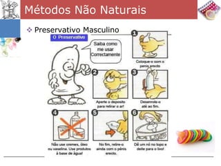 Métodos Não Naturais
 Preservativo Masculino
 