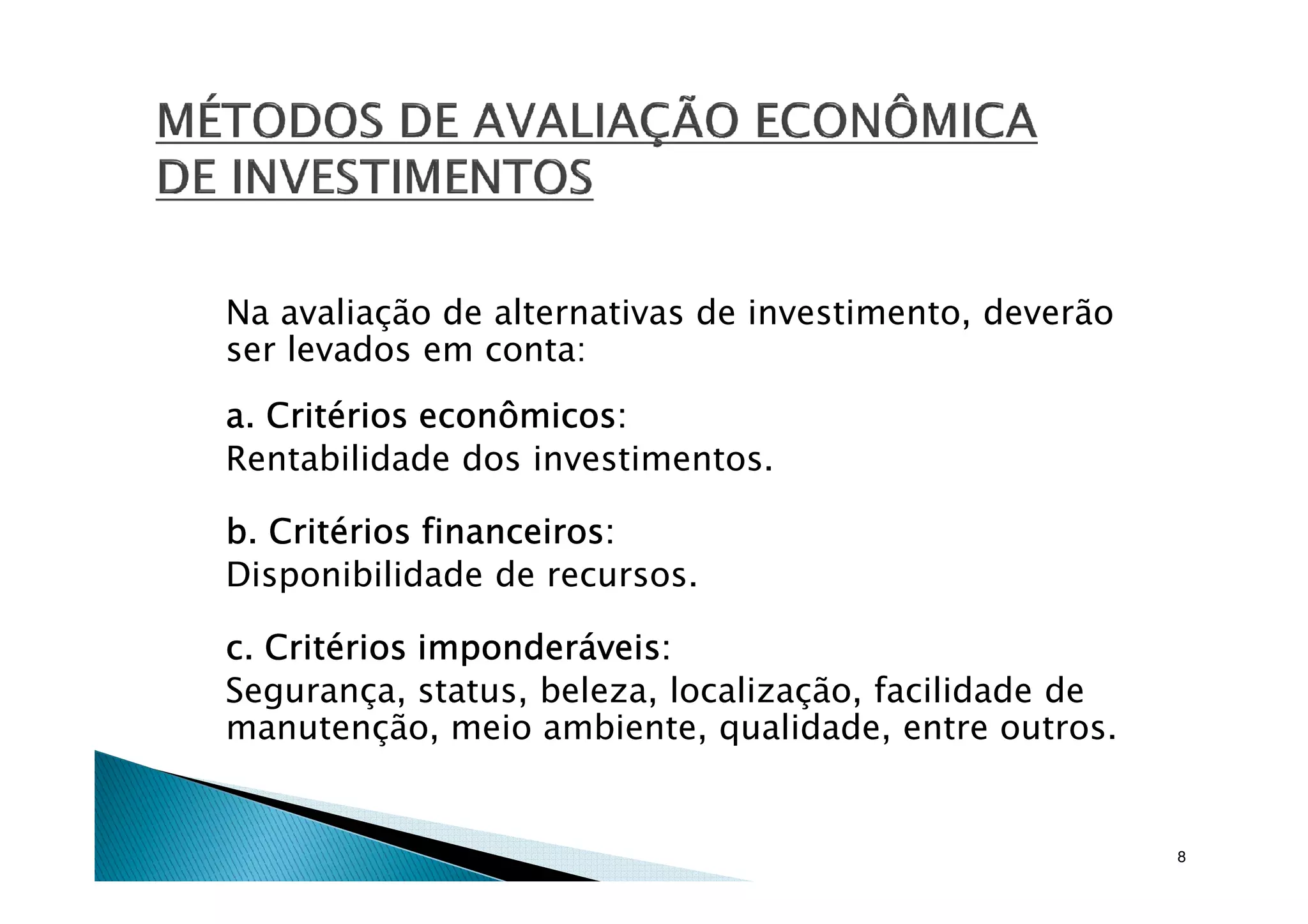 Métodos de análise de investimentos – valor presente líquido [modo de ...