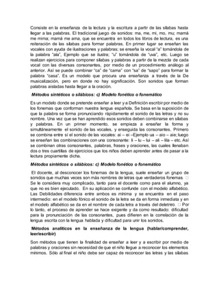 Métodos de enseñanza de los procesos de lectura y escritura | DOCX