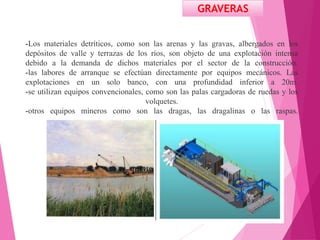GRAVERAS
-Los materiales detríticos, como son las arenas y las gravas, albergados en los
depósitos de valle y terrazas de ...