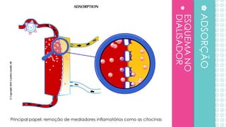 ESQUEMANO
DIALISADOR
ADSORÇÃO
Principal papel: remoção de mediadores inflamatórios como as citocinas
 