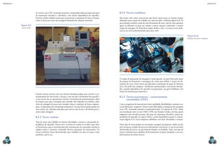 mecânica 5                                                                                                                                                                                                                                                                                                  CAPÍTULO 8




                          As versões com CNC (comando numérico computadorizado) possuem alto grau                                    8.2.4  Tornos multifusos
                          de automação mecânica e eletrônica, com menor dependência do operador.
                          Existem, ainda, modelos atuais que acrescentam as operações de fresa e furação,                            São tornos com vários eixos-árvore que fixam várias peças ao mesmo tempo,
                          como se fosse um centro de usinagem horizontal de cabeçote universal.                                      definindo uma estação de trabalho em cada um deles, conforme figura 8.10. As
                                                                                                                                     peças fixadas recebem a ação de uma ferramenta de corte, que faz uma operação
             Figura 8.9                                                                                                              igual ou diferente na peça em relação a outras estações, utilizando o mesmo
             Torno CNC.                                                                                                              tempo de usinagem. Ao final desse tempo, finda o ciclo, e os eixos-árvore deslo-
                                                                                                                                     cam-se em novo posicionamento para novo ciclo.

                                                                                                                                                                                                                                                                                  Figura 8.10
                                                                                                                                                                                                                                                                                  Detalhe de torno multifuso.




                                                                                                                                                                                                                         F1online digitale Bildagentur GmbH / Alamy/otherimages
                                                                                                              matt nash/flickR.com
                                                                                                                                     O tempo de preparação da usinagem é muito grande, em geral feito pelo ajuste
                                                                                                                                     da posição da ferramenta e montagem de cames para definir o avanço da fer-
                                                                                                                                     ramenta de corte. Esses tornos são aplicados na produção de peças de altíssima
                                                                                                                                     série e de perfil não complexo. Totalmente automatizados, com baixas velocida-
                                                                                                                                     des e grande dependência do operador na preparação, em geral trabalham com
                                                                                                                                     barras em alimentação automática.
                          Existem tornos verticais com um sistema chamado pickup, para inverter o po-
                          sicionamento do eixo-árvore e da peça, caso em que a ferramenta fica parada e                              8.2.5  Tornos automáticos – numericamente
                          o eixo-árvore faz os movimentos vertical e horizontal de posicionamento, além                                     comandados (CNC)
                          da rotação, para que a usinagem seja realizada. São utilizados em médias a altas
                          séries de usinagem de peças, por exemplo, discos e tambores de freios, engrena-                            Com as exigências de mercado por maior qualidade, flexibilidade e menores cus-
                          gens e componentes de transmissão automotiva. As peças ficam posicionadas em                               tos de fabricação, surgiram e foram muito difundidas as máquinas de usinagem
                          uma esteira, são coletadas pela placa que está no eixo-árvore e devolvidas para a                          com CNC (comando numérico computadorizado). A evolução do CNC, desde
                          esteira após usinagem.                                                                                     sua introdução entre os anos 1940 a 1950, nos Estados Unidos, até hoje, gerou
                                                                                                                                     máquinas com elevada precisão, alto grau de automação eletrônica, pouca de-
                          8.2.3  Torno revólver                                                                                      pendência do operador no aspecto físico e maior dependência quanto à concen-
                                                                                                                                     tração (figura 8.11). Essas máquinas trabalham com altas velocidades e avanços.
                          Tipo de torno que trabalha em baixas velocidades e avanços, com grande de-
                          pendência do operador. Possui torre na forma de castelo ou revólver para fixar                             Nesse tipo de torno podem ser executadas usinagens de pequena, média ou alta
                          as ferramentas, que se movimentam pelo acionamento de comandos mecânicos                                   série, de peças cortadas de barras ou diretamente com barras e o uso de acessório
                          rápidos contra o material, realizando diversas operações de torneamento. Os                                alimentador de barras, ou previamente forjadas ou fundidas. Hoje, esse tipo de
                          tornos revólveres foram desenvolvidos para trabalhos em série em peças como                                torno é utilizado para trabalhos de ferramentaria em geral, produção e em esta-
                          parafusos, porcas etc.                                                                                     belecimentos de ensino técnico.

  234                                                                                                                                                                                                                                                                                                           235
 