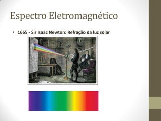 Espectro Eletromagnético
• 1665 - Sir Isaac Newton: Refração da luz solar
 