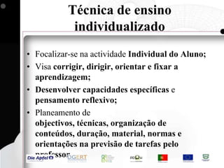 Utilizar, de forma eficaz, métodos e técnicas de ensino em aulas e palestras.O módulo de ensino constitui uma nova maneira de ensinar e aprender e pode ser conceituado como um conjunto de actividades de aprendizagem cuja finalidade é facilitar ao aluno o alcance dos objectivos previstos para o tema em estudo.O módulo de ensino é constituído de texto para estudo, exercícios resolvidos; exercícios de fixação, teste e outras referências para o estudo.