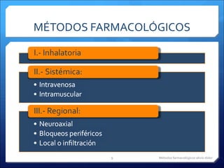 MÉTODOS FARMACOLÓGICOS Métodos farmacológicos alivio dolor 