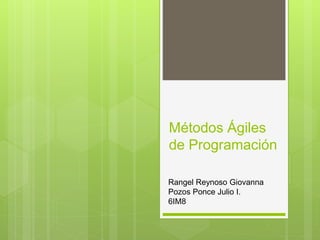 Métodos Ágiles
de Programación
Rangel Reynoso Giovanna
Pozos Ponce Julio I.
6IM8
 
