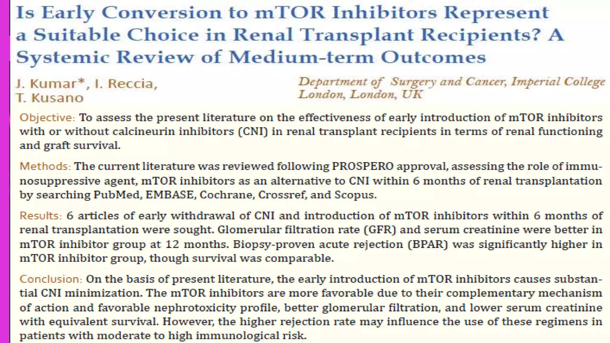 Mtor inhibitors in renal transplant | PPTX