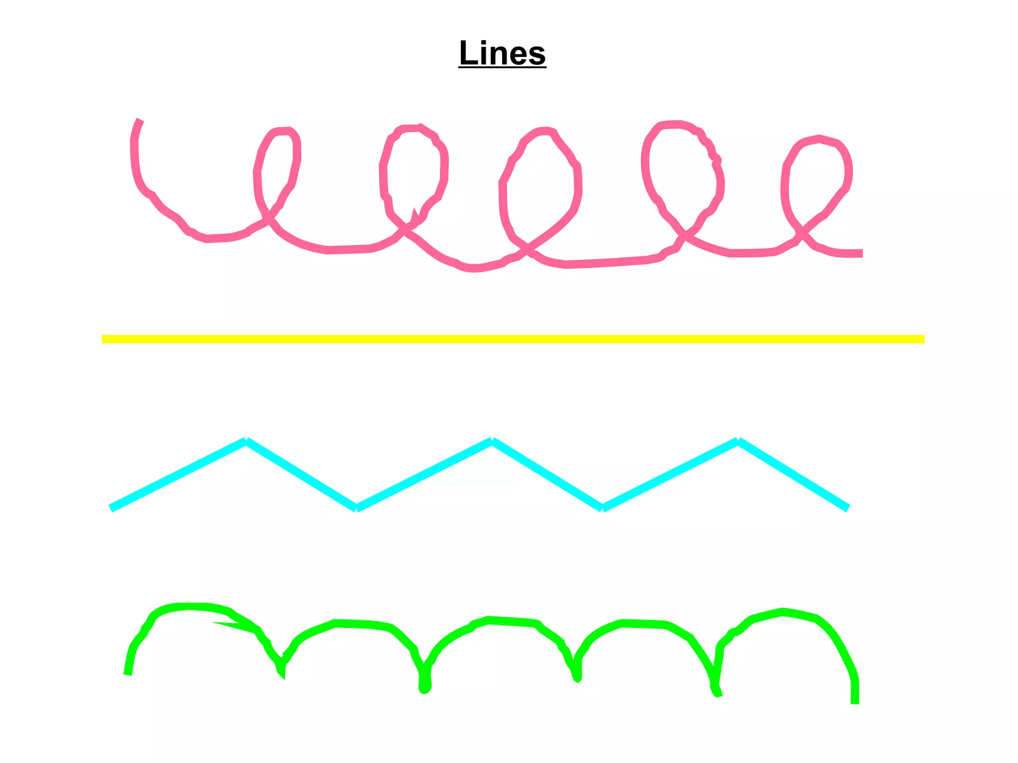 Lines Curly lines straight lines Zig-zag lines Curved lines 