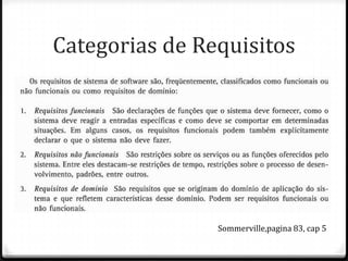 Categorias de Requisitos




                Sommerville,pagina 83, cap 5
 