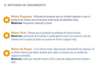 LAS 5 ETAPAS DE UNA 
STARTUP 
EMPATIA - MVP 
PEGAJOSIDAD - recurrencia 
VIRALIDAD – boca en boca 
INGRESOS – eficiencia operativa 
ESCALA – entrar a nuevos mercados 
 