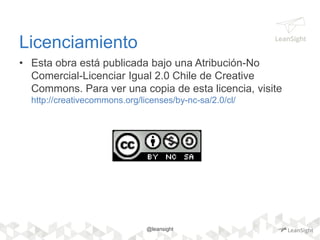 Licenciamiento
• Esta obra está publicada bajo una Atribución-No
Comercial-Licenciar Igual 2.0 Chile de Creative
Commons. ...