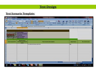 12
Test Scenario Template:
Test Design
 