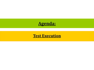1
Test Execution
Agenda:
 