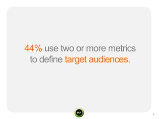 44% use two or more metrics
 to define target audiences.
 