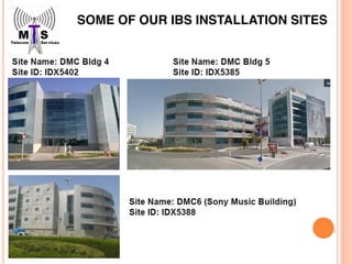 SOME OF OUR IBS INSTALLATION SITES
 