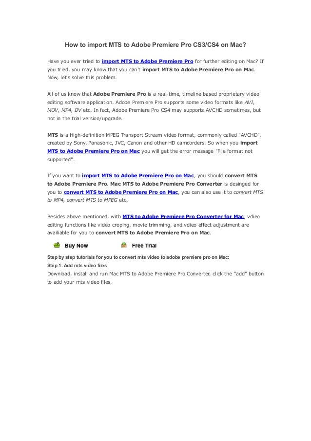 Mts to adobe premiere pro