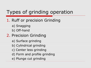 Grinding operation