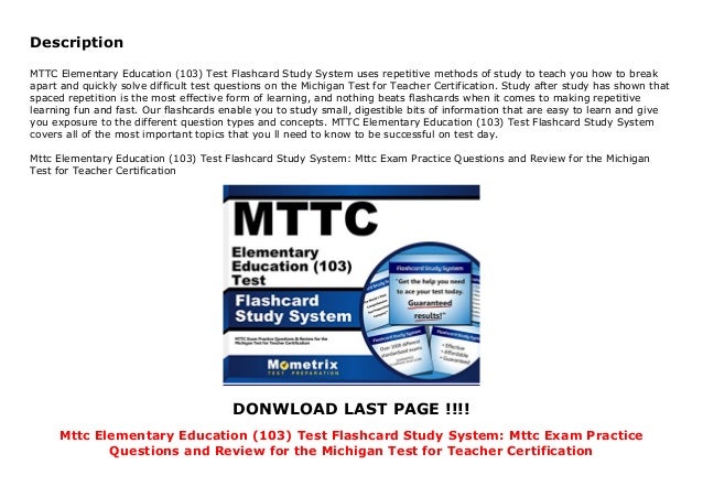 Mttc Elementary Education (103) Test Flashcard Study System: Mttc Exa…
