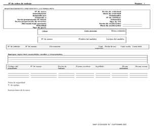 Notas de seguridad
N˚ de equipo
Instrucciones de la tarea
MNF7-35 REVISION “RL” 8 SEPTIEMBRE 2003
 