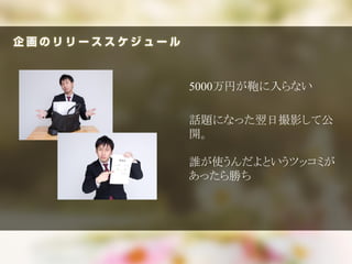 5000万円が鞄に入らない
話題になった翌日撮影して公
開。
誰が使うんだよというツッコミが
あったら勝ち
 