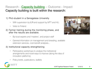 Improved food and nutritional security from better utilisation of dairy cattle breed/cross-breed types in Senegal