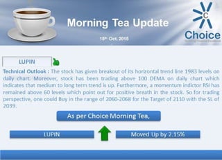 Morning Tea Update on ‪#‎LUPIN
