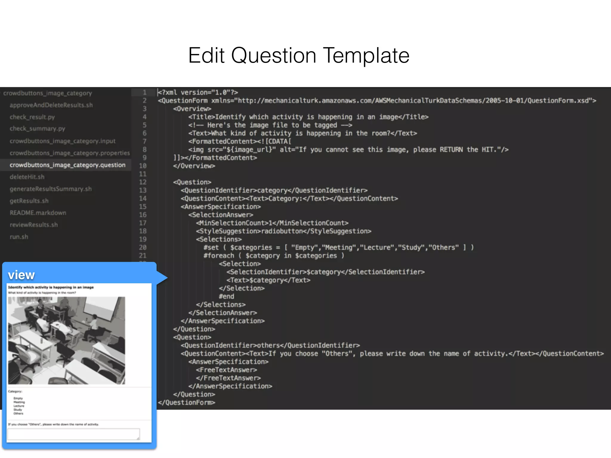 Edit Question Template
view
 
