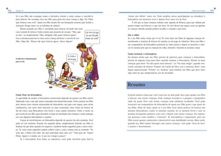 418 Capítulo 12 Vamos fazer amigos 419 
Se o seu filho não consegue tomar a iniciativa, oriente a outra criança a convidá-lo 
para brincar. Por exemplo, leve seu filho para perto da outra criança e diga “Oi, Fábio 
quer brincar com você”. Ajude seu filho dando-lhe um brinquedo atraente que facilite a 
interação (Traga outra vez as bolinhas de sabão!). 
Mesmo quando seu filho é convidado para brincar, ele pode não estar 
com vontade de brincar. Então ensine uma maneira de recusar: “Não, ago-ra 
não”, ou simplesmente “Não, obrigado. Não quero brincar agora”. 
Usa as mesmas palavras se uma outra criança declinar o convite de seu 
filho. Diga-lhe: “Bruno não quer brincar agora. Talvez depois”. 
A mãe faz a interpretação 
para o Luís. 
Como ficar na brincadeira 
A capacidade de manter a brincadeira acontecendo depende do quanto seu filho estiver 
habituado com o que a(s) outras criança(s) estiver(em) brincando. Tente ensinar seu filho 
pelo menos cinco rotinas estruturadas de brincadeira: um jogo com regras, uma rotina 
colaborativa, tais como fazer biscoitos ou uma construção; uma rotina de brincar de 
faz-de-conta; uma Brincadeira com Gente e uma canção interativa. Visite a creche ou 
pré-escola do seu filho para descobrir os tipos de atividades das crianças e então pratique 
em casa algumas brincadeiras e canções. 
O grau de envolvimento na brincadeira depende do quanto ela está animada. Você 
pode ser um instrutor, ficando em segundo plano, simplesmente fazendo seu filho se 
lembrar do que dizer quando ele esquecer e também dando sugestões para a outra crian-ça. 
Às vezes estas sugestões podem refletir como a outra criança está se sentindo: “Eu 
acho que o Plínio está triste. Ele quer participar mais uma vez”. “Fale para ele: ‘Espere 
Plínio. Agora é a minha vez. A sua vez é daqui a pouco’”. 
Se a brincadeira ficar boba ou repetitiva, você pode interferir para fazê-la 
“entrar nos trilhos” outra vez. Pode modelar novas participações ou introduzir à 
brincadeira um elemento novo e depois ficar outra vez de fora. 
É útil que as duas crianças tenham uma Agenda de Brincar, para que saibam por 
quanto tempo vão brincar e o que vão fazer. Se você deixar um espaço vazio na agenda, 
as crianças saberão quando podem escolher a vontade o que fazer. 
Use o vídeo 
Se o seu filho imita coisas que vê na TV, tente fazer um filme de algumas crianças de-monstrando 
a maneira de brincar de casinha ou um jogo de tabuleiro. Deixa seu filho e 
seu companheiro de brincadeira assistirem ao vídeo juntos e depois os incentive a brin-car 
do mesmo jeito que as crianças do vídeo, dizendo e fazendo as mesmas coisas. 
Como terminar a brincadeira 
Da mesma forma que seu filho precisa de palavras para começar a brincadeira, 
precisa de alguma coisa para dizer quando termina a brincadeira. Oriente as duas 
crianças para dizer “Eu não quero mais brincar”, ou “Por hoje chega”, quando esti-verem 
cansados de brincar. Prepare um Cartão de Dica com a sentença final e uma 
figura representando “Pronto” ou “Acabou” para lembrar seu filho que deve fazer 
algo mais do que simplesmente sair da atividade. 
Existem muitas coisas que você como pai ou mãe pode fazer para ajudar seu filho 
a brincar com outras crianças. Pode começar levando-o a parques e parquinhos 
onde ele possa ficar com outras crianças num ambiente acolhedor. Você pode 
encontrar um companheiro de brincadeira de quem seu filho goste e que goste do 
seu filho. Além do mais, ajuda se o seu filho tiver muita prática em brincar das 
mesmas brincadeiras, cantar as mesmas canções, ler os mesmos livros e usar os 
mesmos brinquedos primeiro com você e depois com outras crianças. No começo, 
sua presença como modelo e “instrutor” de brincadeiras é importante, pois seu 
filho estará apenas começando a desenvolver suas habilidades sociais. Mais tarde, 
quando seu filho souber interagir com outras crianças, você pode “ficar de fora” 
e assistir o divertimento. 
Bk‡ij[c[ij[`e]e 
[cYWiW$;b[feZ[ 
Xh_dYWhYecleY…i5 
;kj[d^ee 
c[ice`e]e$ 
Resumo 
 